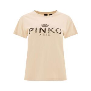 PINKO Atelier Graphic T-Shirt Women Beige T-Shirts & Tops